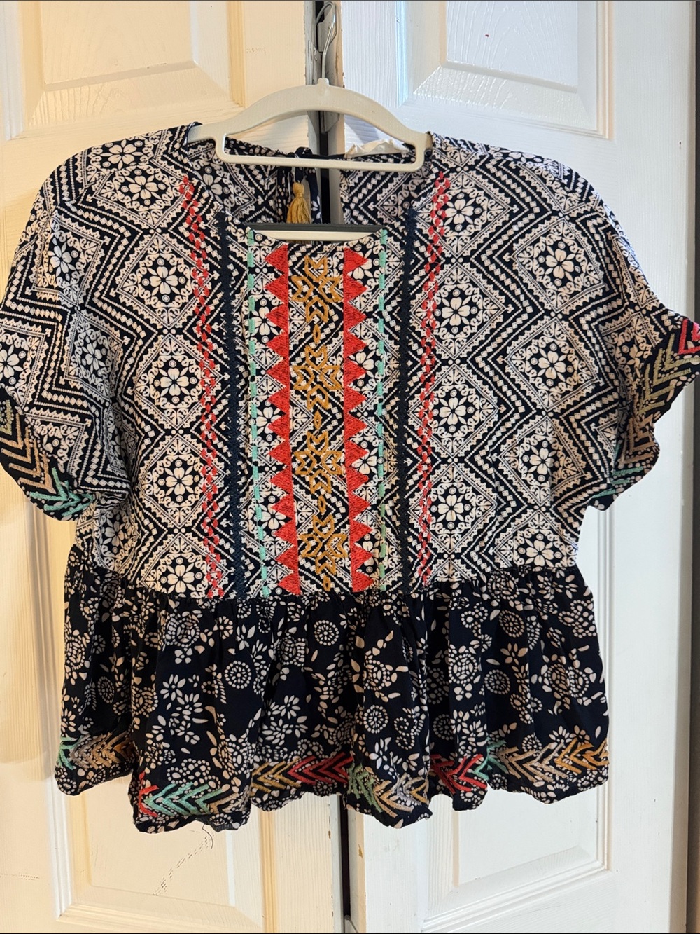 ALTAR’d State Embroidered Top . Shorter Babydoll Style . Cute!